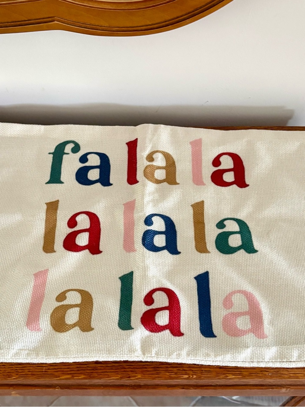 Festive 'fa la la' Multicolor Holiday Accent Pillowcase